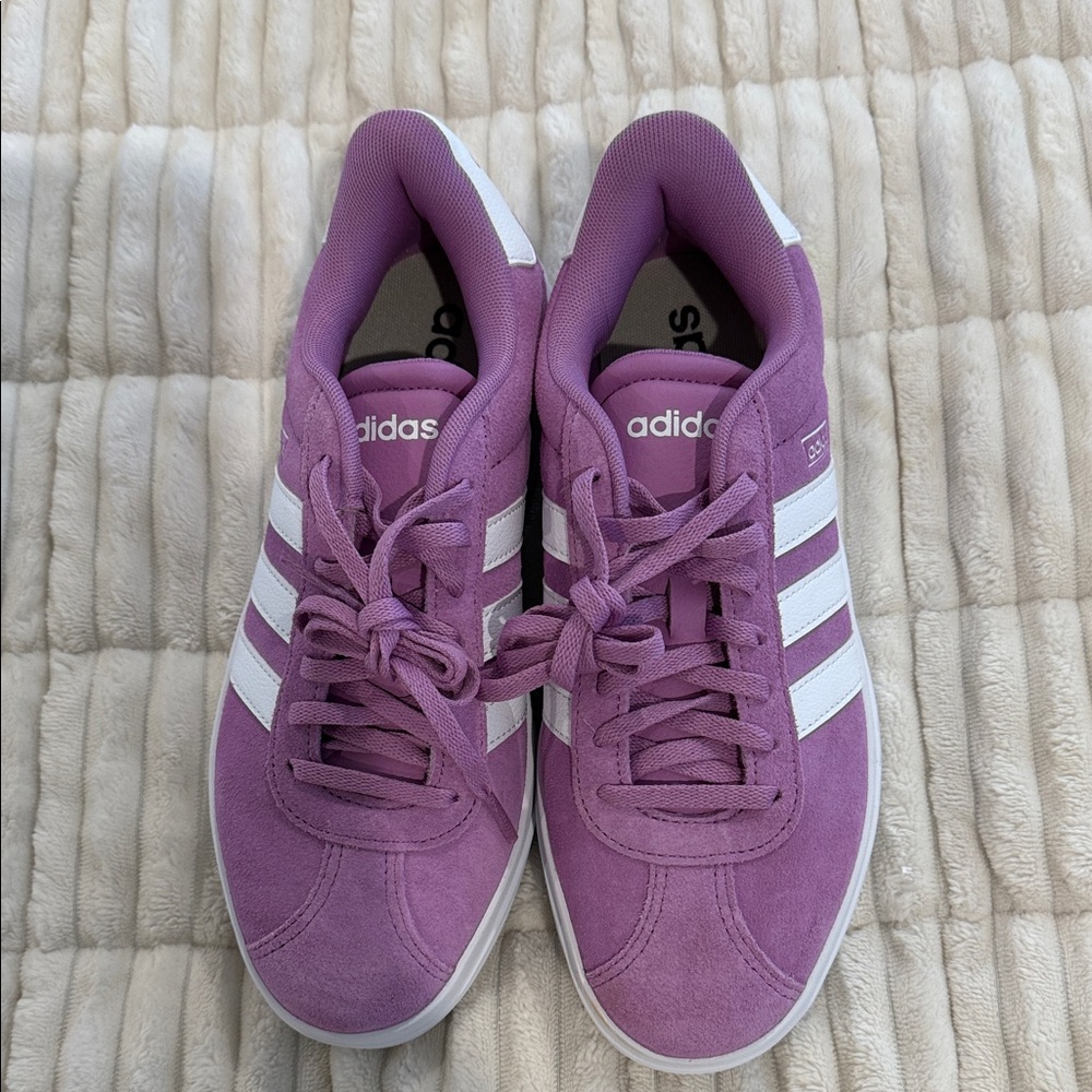 Adidas Women's Lavender and White Sneakers